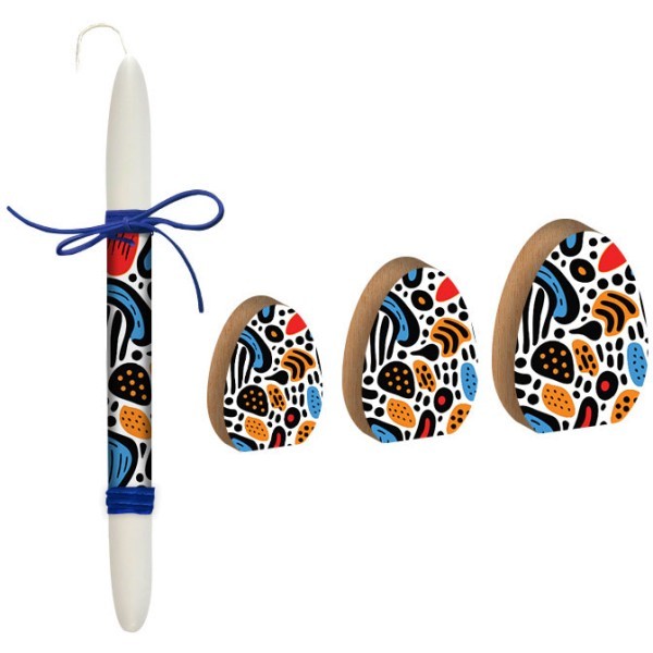 Easter Pattern Πασχαλινό Ξύλινο Αυγό Μεγάλο