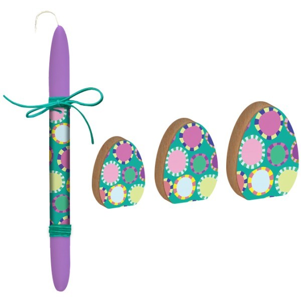 Easter Circles Πασχαλινό Ξύλινο Αυγό Μεσαίο