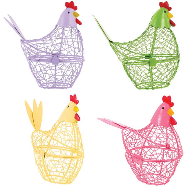 Chick-chick Μεταλλικό Πασχαλινό Διακοσμητικό Καλάθι Κότα