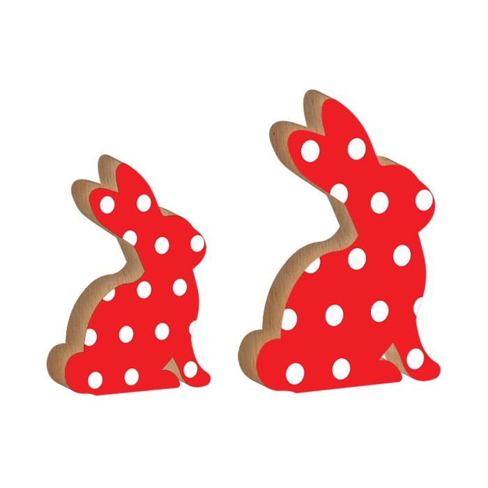 Rabbit Επιτραπέζιο Διακοσμητικό Πασχαλινό Λαγουδάκι Κόκκινο Πουά