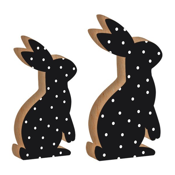 Rabbit Επιτραπέζιο Διακοσμητικό Πασχαλινό Λαγουδάκι Μαύρο Πουά 9x12cm