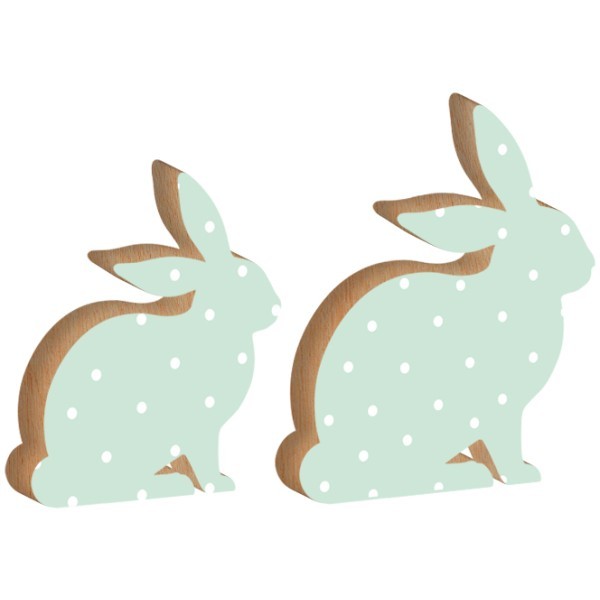 Bunny Επιτραπέζιο Διακοσμητικό Πασχαλινό Λαγουδάκι Μέντα Πουά 12x15cm