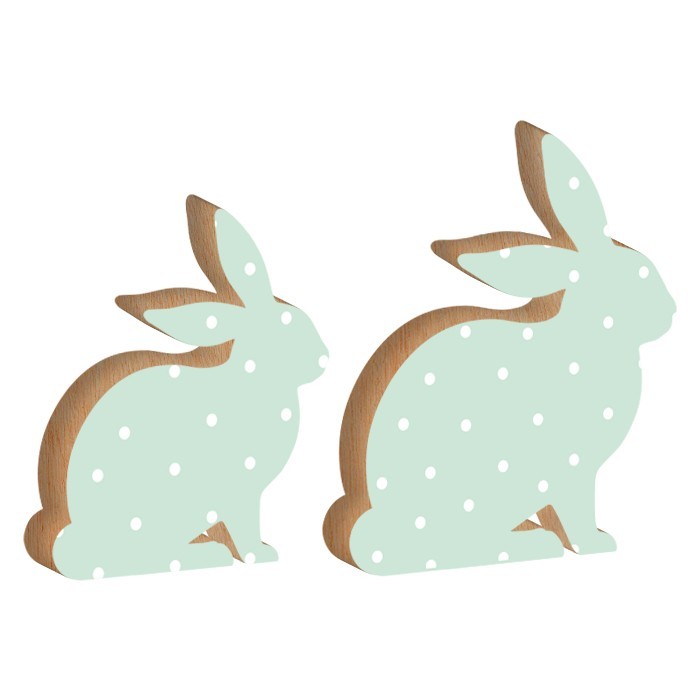 Bunny Επιτραπέζιο Διακοσμητικό Πασχαλινό Λαγουδάκι Μέντα Πουά