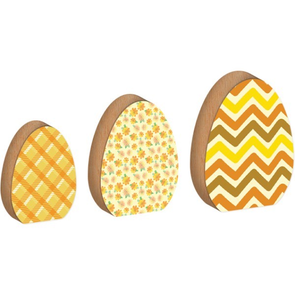 Egg Επιτραπέζιο Διακοσμητικό Πασχαλινό Αυγό Πορτοκαλί Λουλουδάκια 9x12cm