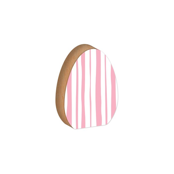 Egg Επιτραπέζιο Διακοσμητικό Πασχαλινό Αυγό Ροζ Λευκά Σχέδια