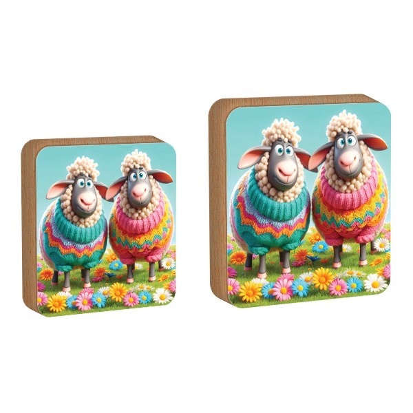 Sheeps Επιτραπέζιο Πασχαλινό Διακοσμητικό Προβατάκια Με Πουλόβερ 11x11cm