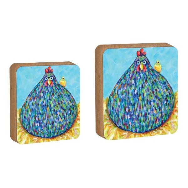 Family Επιτραπέζιο Πασχαλινό Διακοσμητικό Μπλε Κότα Με Πουλάκι 11x11cm