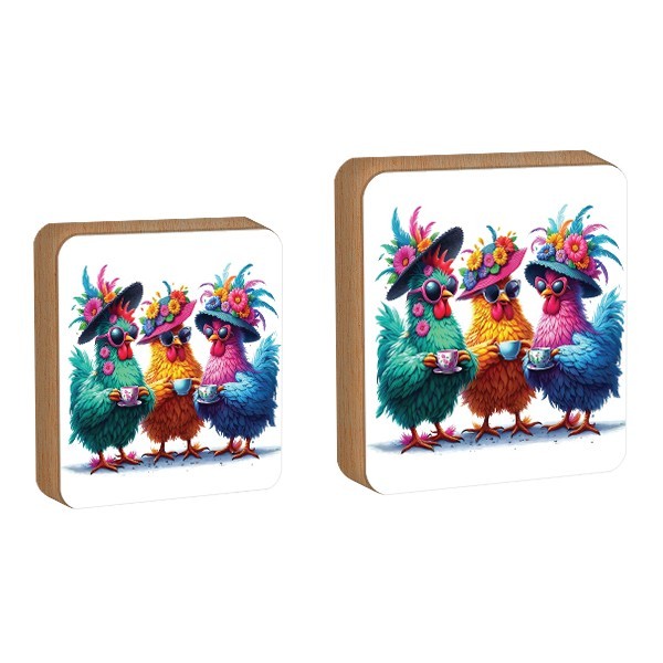 Happy Chicks Επιτραπέζιο Πασχαλινό Διακοσμητικό Με Πολύχρωμες Κότες 11x11cm