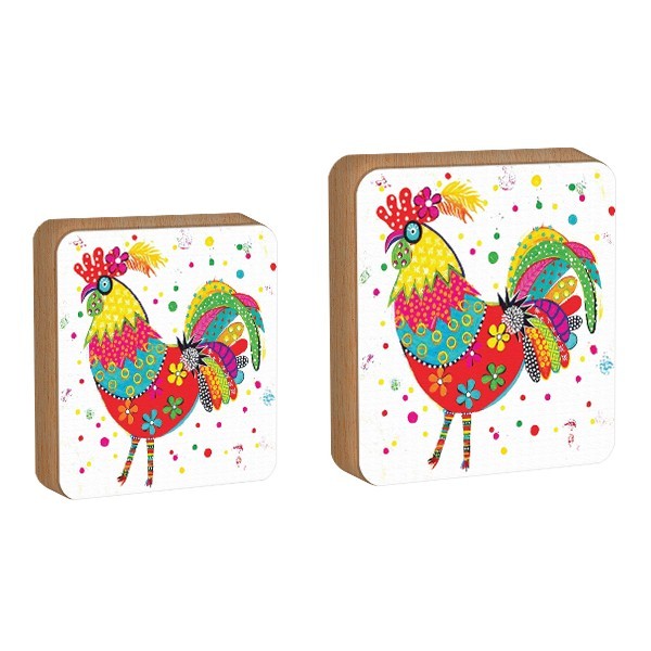 Colorful Chicken Επιτραπέζιο Πασχαλινό Διακοσμητικό Κότα Πολύχρωμη 14x14cm