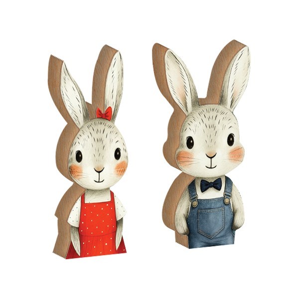 Bunny Kids Επιτραπέζιο Πασχαλινό Διακοσμητικό 6x15cm Κοριτσάκι Κόκκινο 