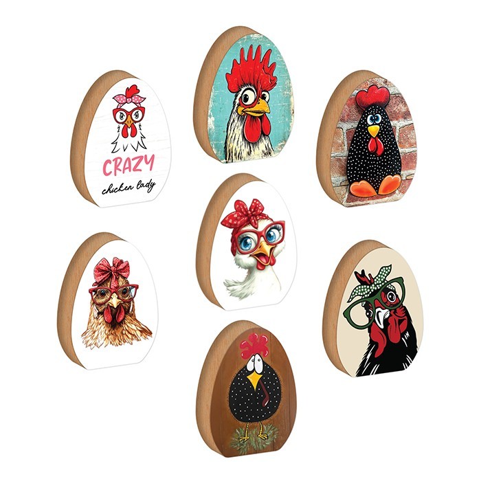 Easter Επιτραπέζιο Πασχαλινό Διακοσμητικό Αυγό Με Κότα 11x15cm