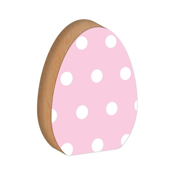 Egg Επιτραπέζιο Διακοσμητικό Πασχαλινό Αυγό Ροζ Πουά 12x15cm