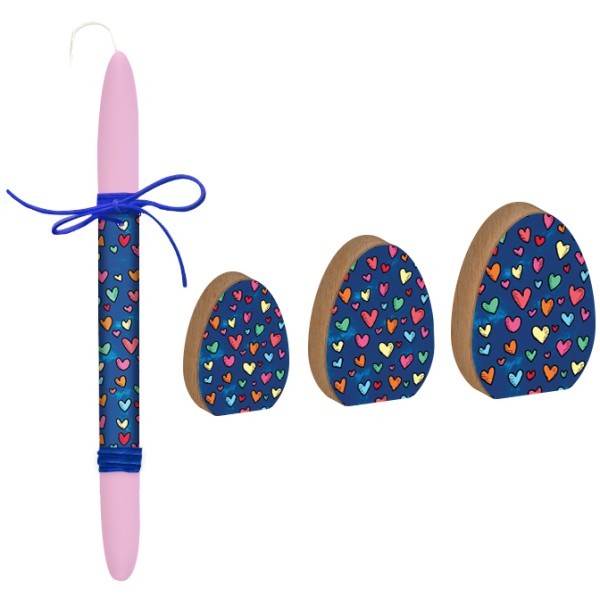 Easter Hearts Πασχαλινό Σετ 3 Αυγά Ξύλινα