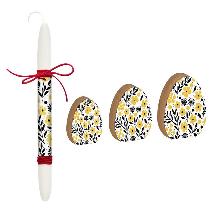Easter Yellow Black Flowers Πασχαλινό Σετ