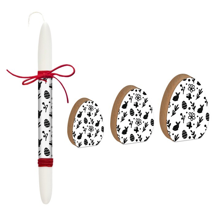 Easter Black&White Flowers Πασχαλινό Σετ