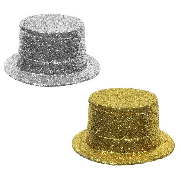 Glorious Αποκριάτικο Ημίψηλο Καπέλο Ασημί