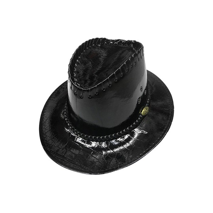 Cowboy Μαύρο Κροκοδειλέ Αποκριάτικο Καπέλο