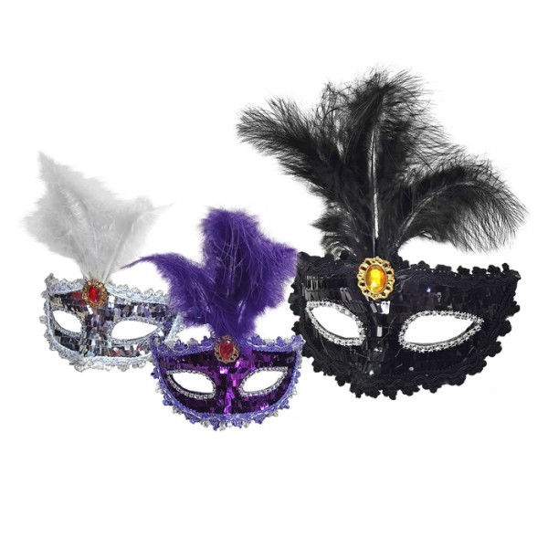 Venetian Μάσκα Με Φτερά Και Πετράδι Μαύρη