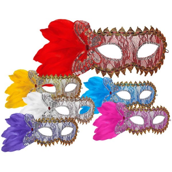 Venetian Lace Μάσκα Ματιών Με Φτερά 34x9cm Κίτρινη