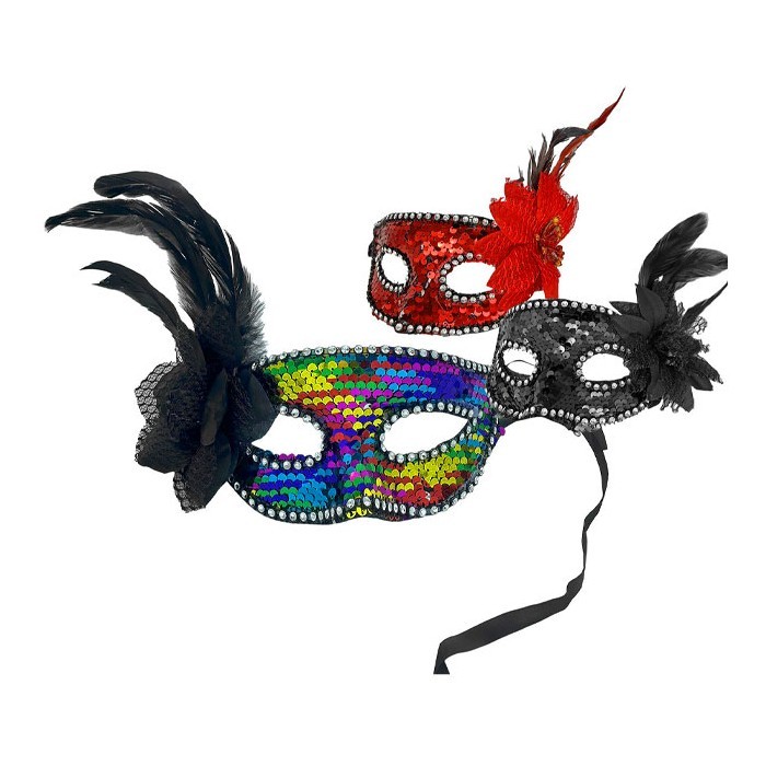 Venetian Tinsel Μάσκα Με Λουλούδι Και Φτερά