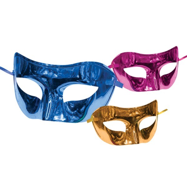 Shiny Metallic Μονόχρωμη Κοκάλινη Μάσκα 17x9cm Μπλε