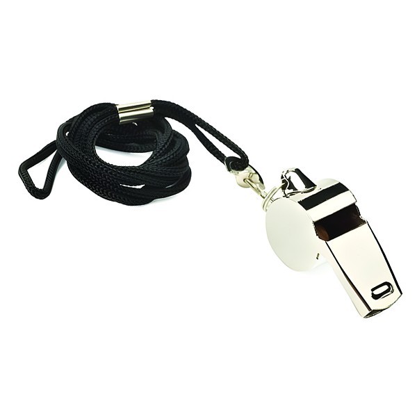 Metal Whistle Μεταλλική Σφυρίχτρα Με Σχοινί Μαύρο