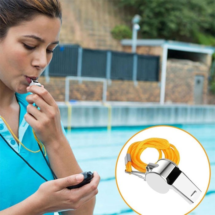 Metal Whistle Μεταλλική Σφυρίχτρα Με Σχοινί 