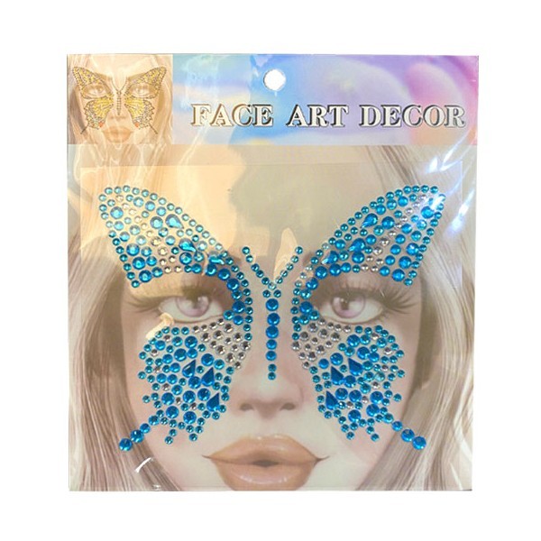 Face Gems Αυτοκόλλητα Προσώπου Πεταλούδα 17x17cm Μωβ-Πέρλα