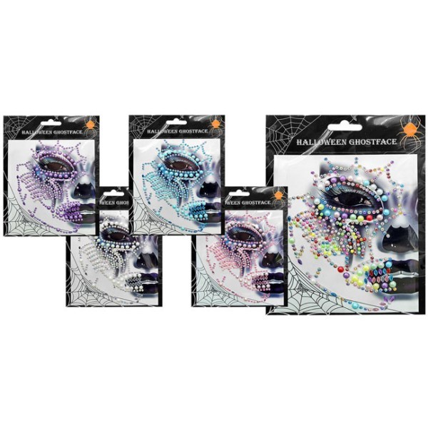 Face Gems Αυτοκόλλητα Προσώπου Με Νεκροκεφαλή 20x14cm Γαλάζιο