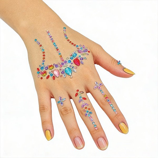 Gems Αυτοκόλλητα Χεριών 20x12cm Μωβ Πετράδια