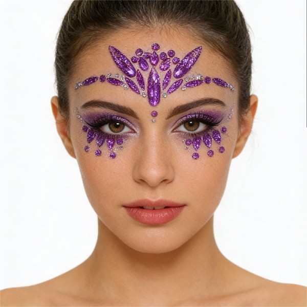 Face Diamonds Αυτοκόλλητα Προσώπου και Νυχιών 17x17cm Μωβ Ρόμβοι