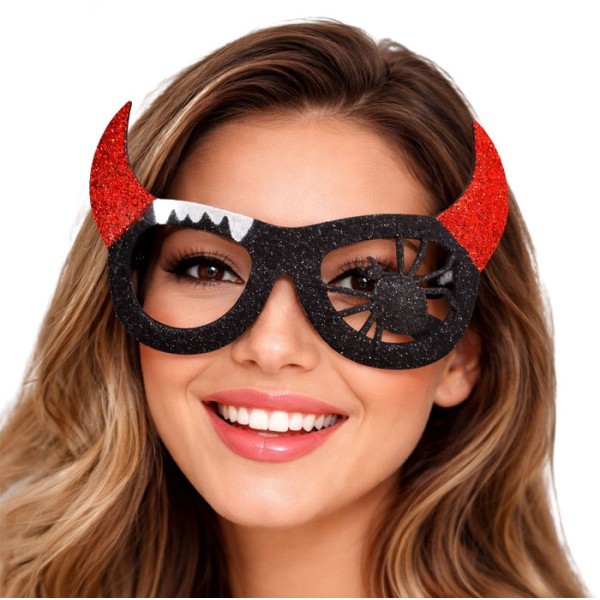 Devil Glasses Μαύρα Γυαλιά Με Ιστό Και Κέρατα 17x10cm