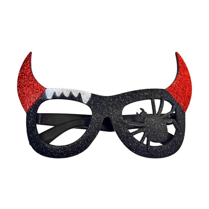 Devil Glasses Μαύρα Γυαλιά Με Ιστό Και Κέρατα 17x10cm
