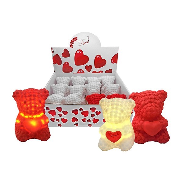 Teddy Bear Roses Με Φως 6,5x5,5cm Κόκκινο