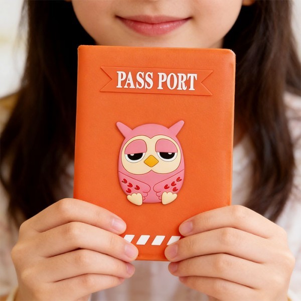 Cute Traveler Θήκη Για Διαβατήριο Κουκουβάγια Ροζ 