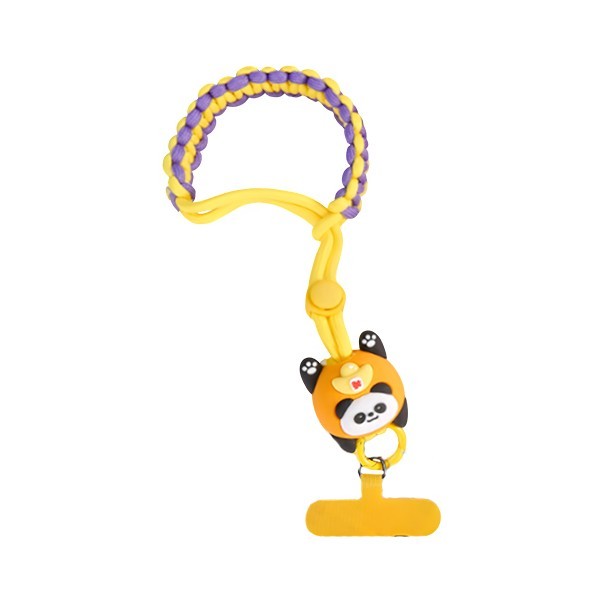 Flower Panda Μπρελόκ Τηλεφώνου Με Πλεκτό Λουράκ