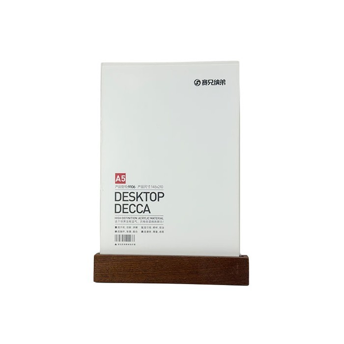 Woody Επιτραπέζιο Stand Plexiglass Με Ξύλινη Βάση Σε Διάσταση Α5