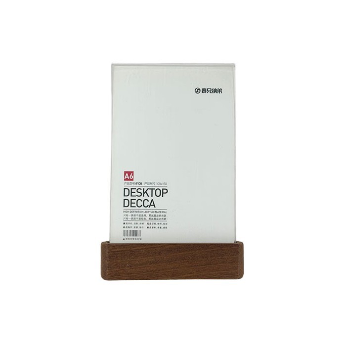 Woody Επιτραπέζιο Stand Plexiglass Με Ξύλινη Βάση Σε Διάσταση Α6