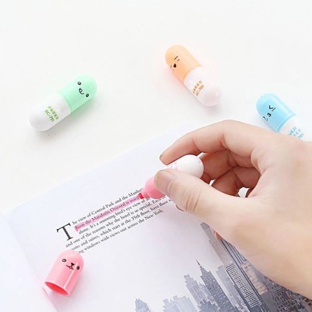 Jelly Bean Μίνι Υπογραμμιστικά Στυλό Πολύχρωμα Σετ 6 Τεμαχίων 5x1,5cm