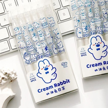 Rabbit Παιδικό Στυλό Μαύρης Γραφής Gel 0.5mm Σετ 6 Τεμαχίων 6,6x14,2cm Παιδικά