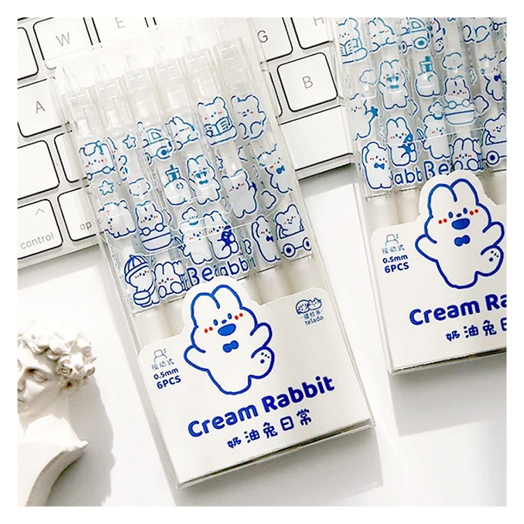 Παιδικά Rabbit Παιδικό Στυλό Μαύρης Γραφής Gel 0.5mm Σετ 6 Τεμαχίων 6,6x14,2cm