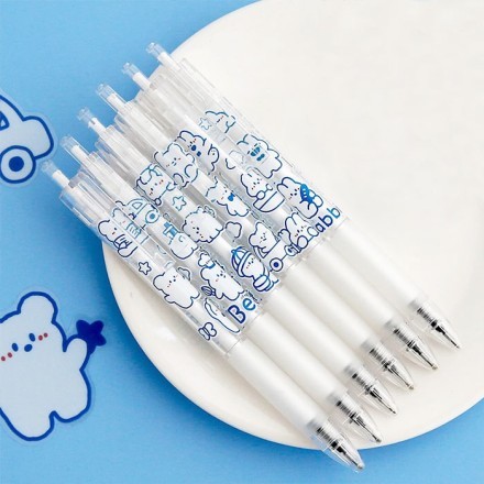 Rabbit Παιδικό Στυλό Μαύρης Γραφής Gel 0.5mm Σετ 6 Τεμαχίων 6,6x14,2cm