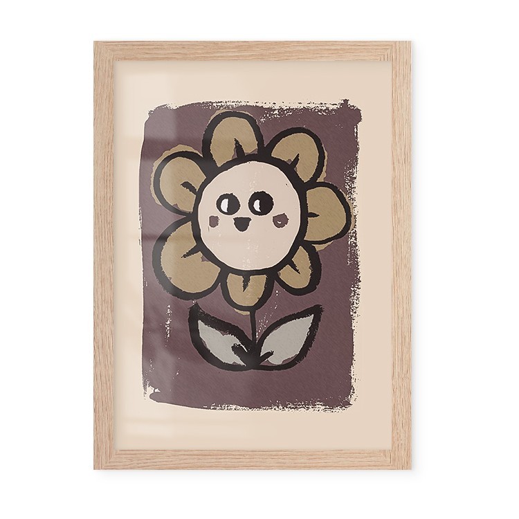 Παιδικά Happy Flower Poster Με Ξύλινη Φυσική Κορνίζα 15x20cm