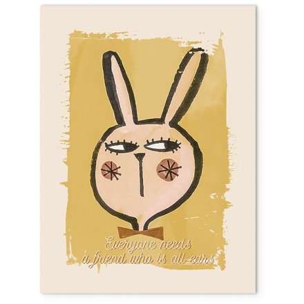 Curious Rabbit Poster Με Λευκή Ξύλινη Κορνίζα 15x20cm
