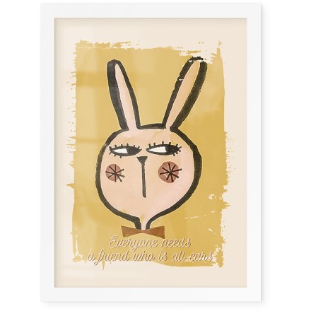 Curious Rabbit Poster Με Λευκή Ξύλινη Κορνίζα 15x20cm Παιδικά