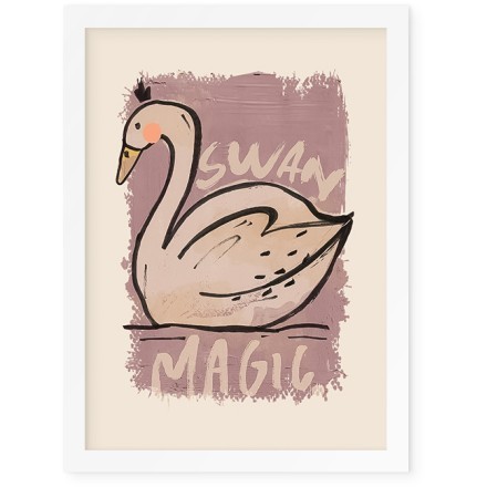 Magic Swan Poster Με Λευκή Ξύλινη Κορνίζα 15x20cm Παιδικά