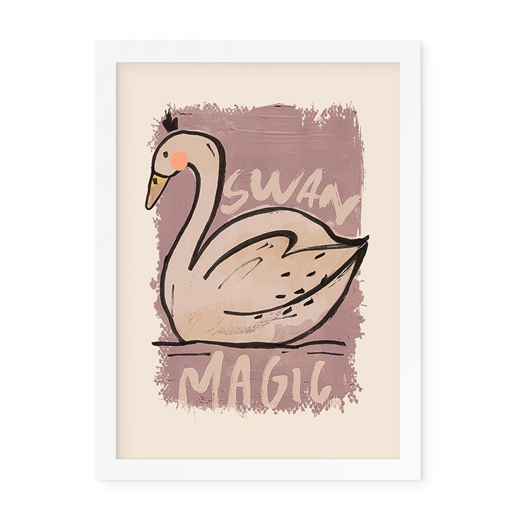 Παιδικά Magic Swan Poster Με Λευκή Ξύλινη Κορνίζα 15x20cm