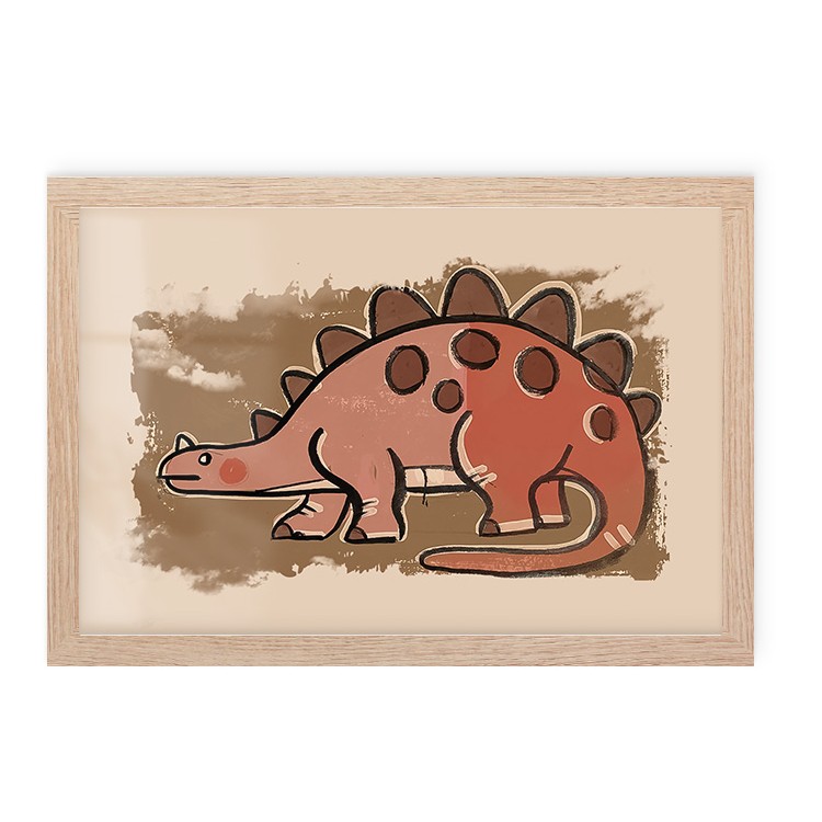 Παιδικά Cute Dino Poster Με Ξύλινη Φυσική Κορνίζα 30x20cm