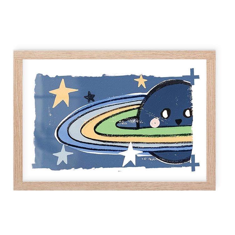 Παιδικά Magic Galaxy Poster Με Ξύλινη Φυσική Κορνίζα 30x20cm