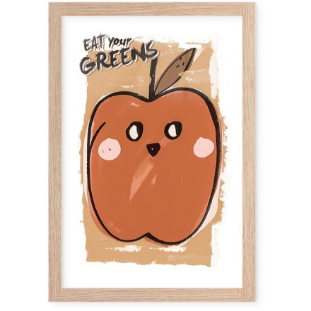 Sweet Apple Poster  Με Ξύλινη Φυσική Κορνίζα 20x30cm Παιδικά